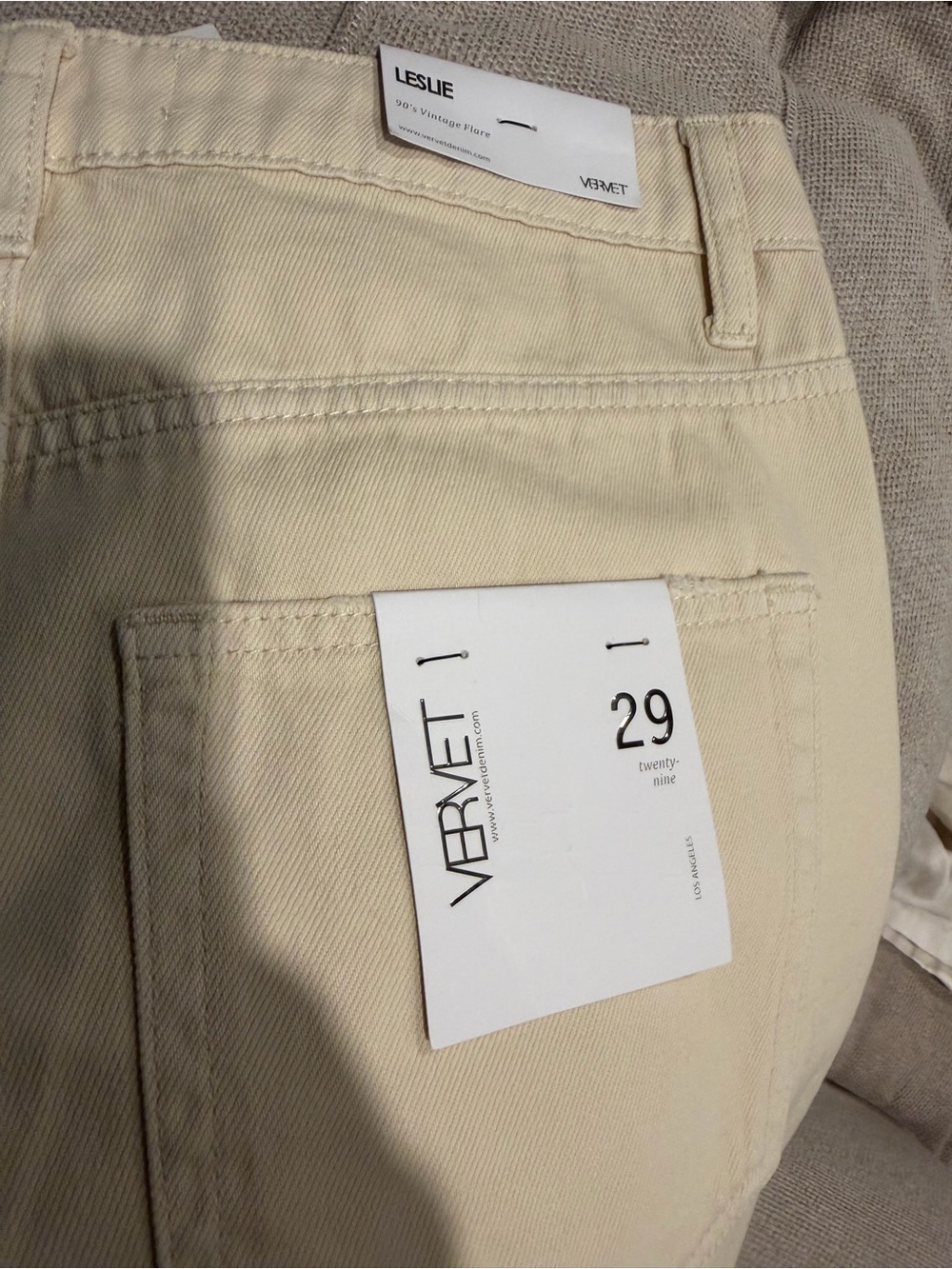 NEW Vervet Distressed Leslie cream color Jeans sz 29 Women's Wide-Leg boho rock - Picture 5 of 8